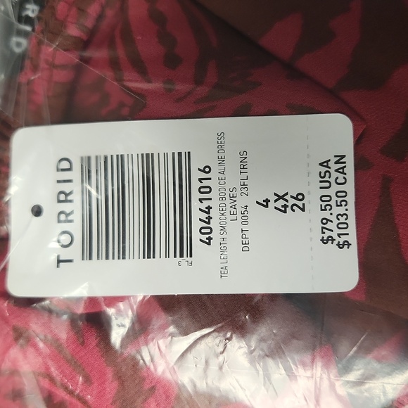 ❤NWT VINTAGE TORRID POCKETS DRESS - A-LINE LEAF PRINT - CHIFFON - PLUS SIZE - Picture 6 of 11